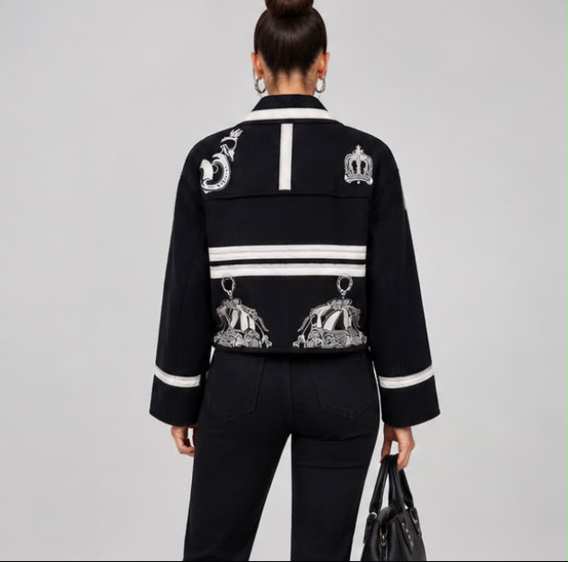 Hermès Printed Silk-Twill and Wool Cropped Jacket with Equestrian Motif
