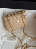 Chanel Vanity Case with Chain and Gold Hardware
