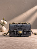 Chanel Classic Double Flap Bag in Python Leather with Chain Strap