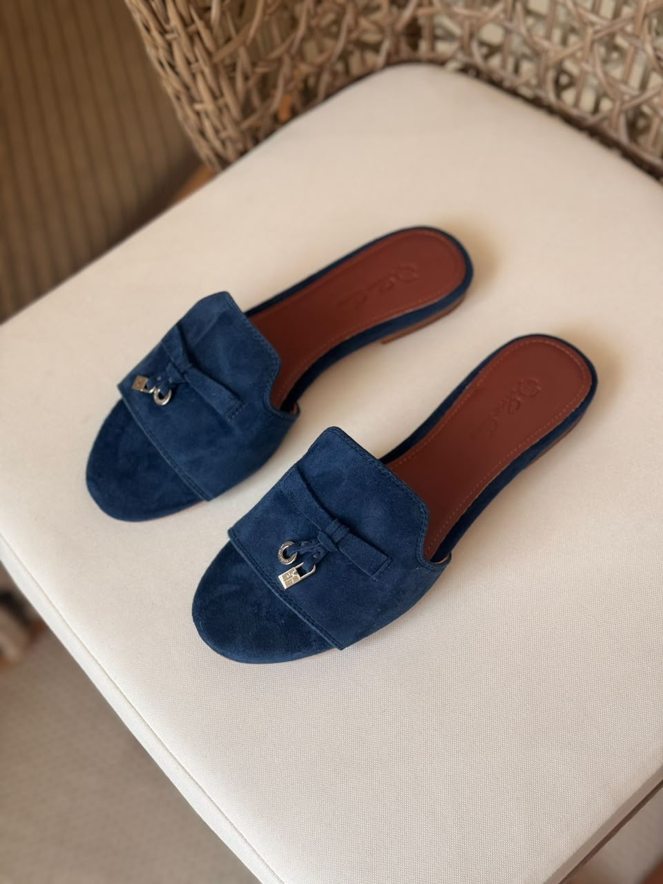 Loro Piana Summer Charms Suede Flat Mules