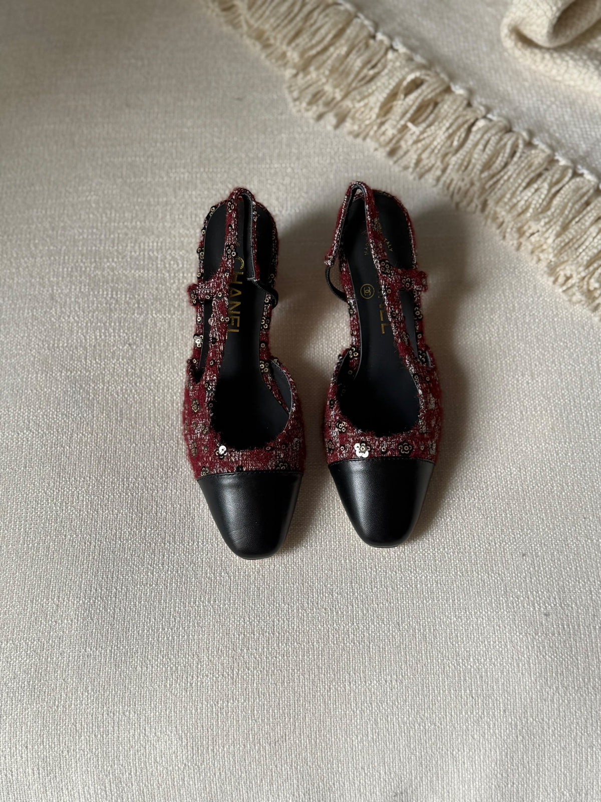 CHANEL Embellished Slingback Heels