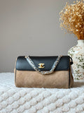 Chanel Quilted Suede & Grained Leather Flap Bag with Chain