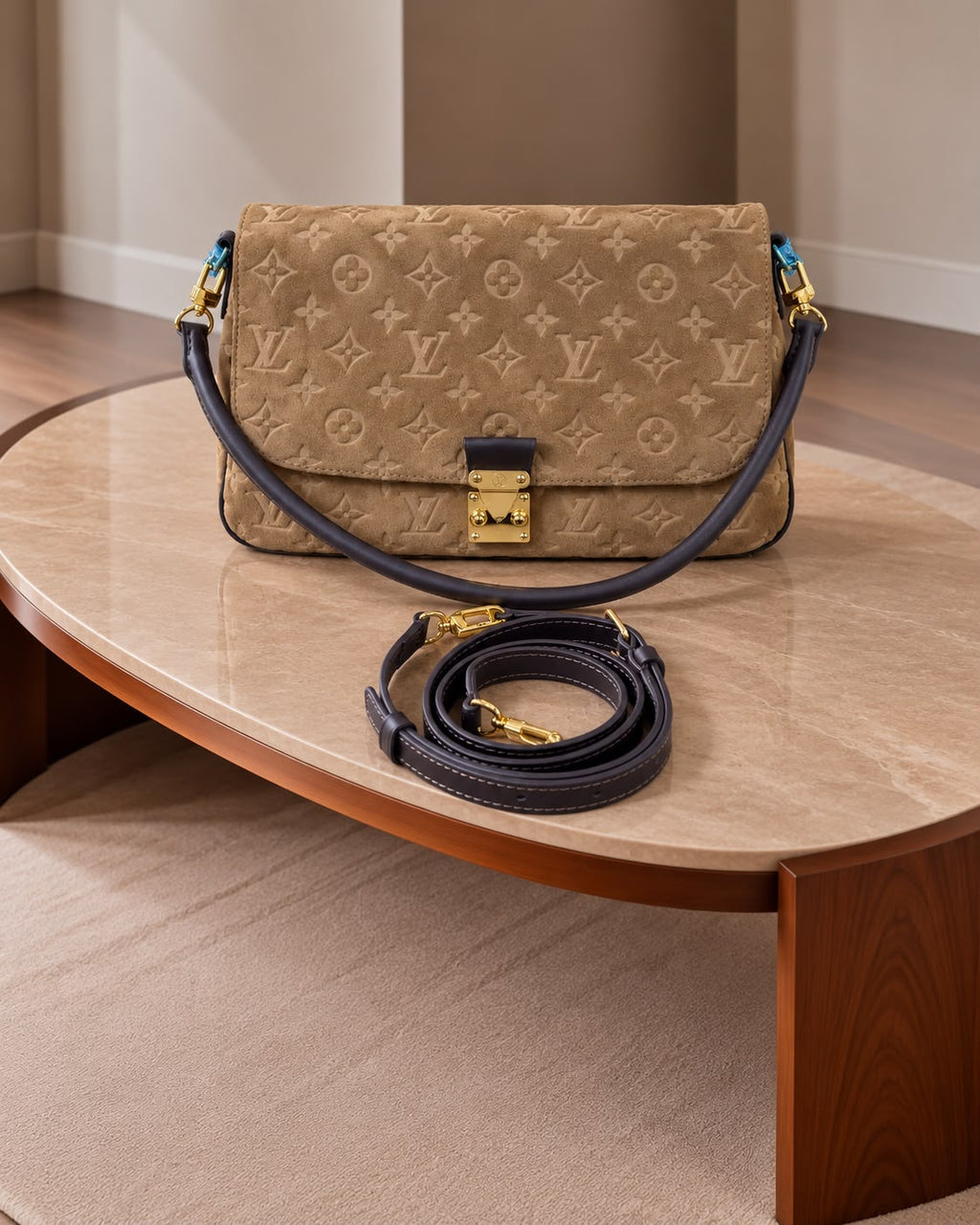 Louis Vuitton Suede Monogram Shoulder Bag