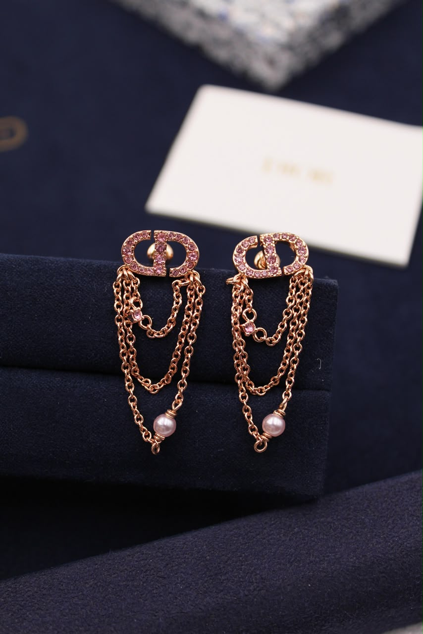 Dior CD Pearl Layered earrings