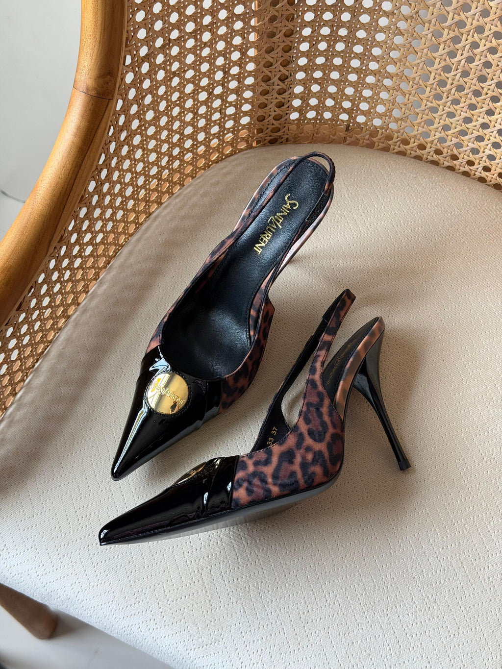 Saint Laurent Louis Slingback Pumps with Engraved Logo Plaque