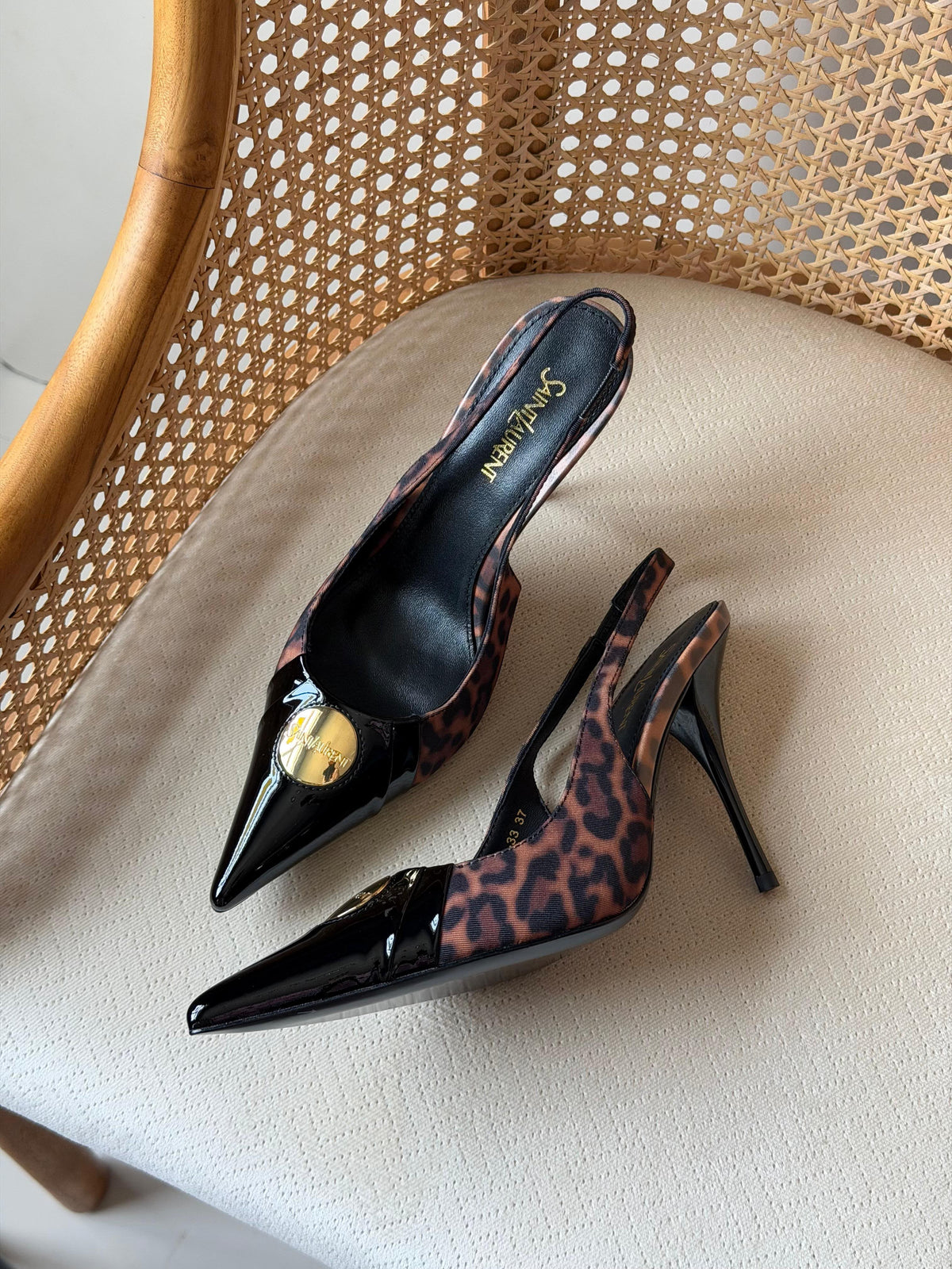 Saint Laurent Louis Slingback Pumps with Engraved Logo Plaque