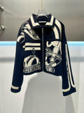 Hermès Silk Scarf Motif Printed Wool and Cashmere Jacket