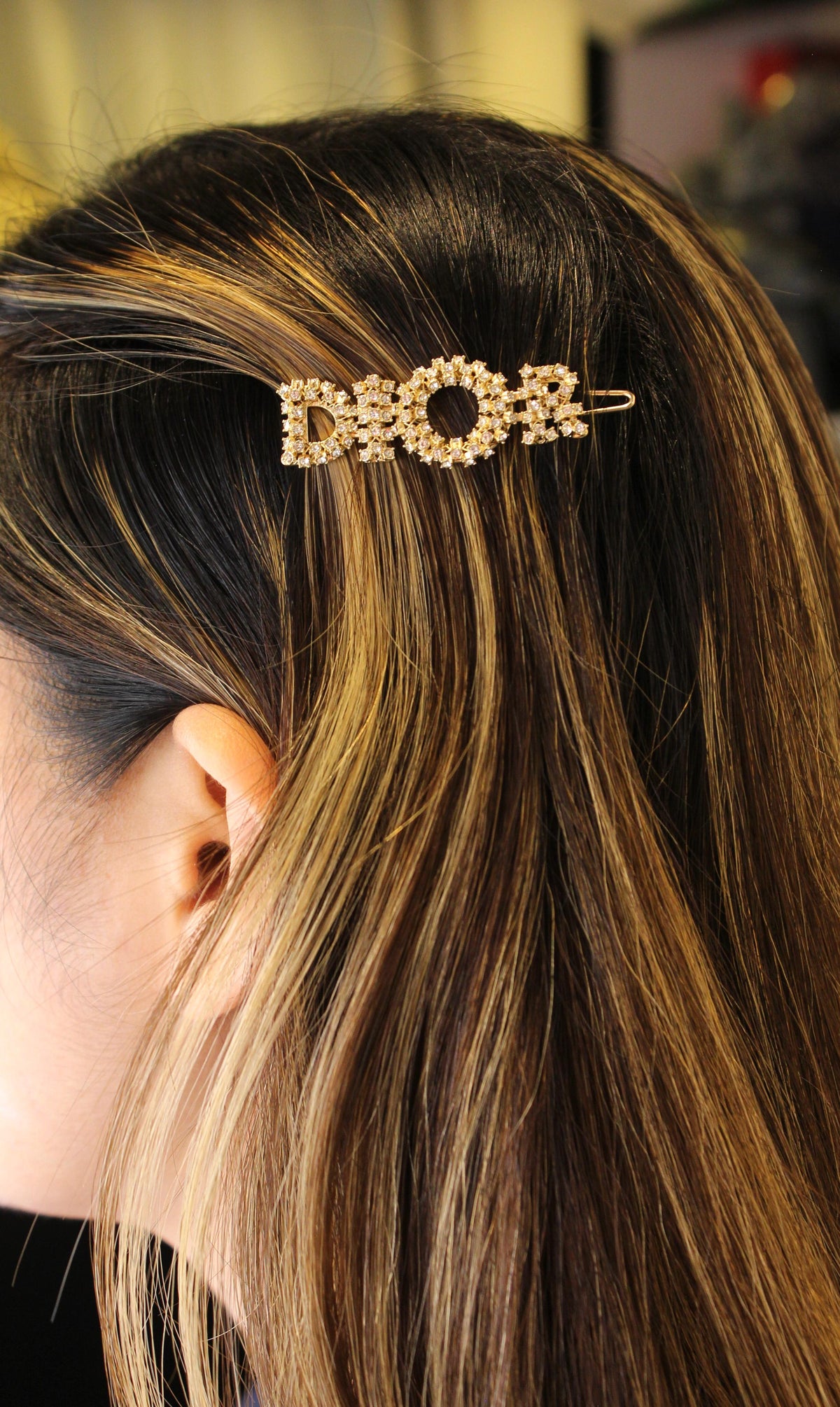 Dior Crystal Logo Hair Clip