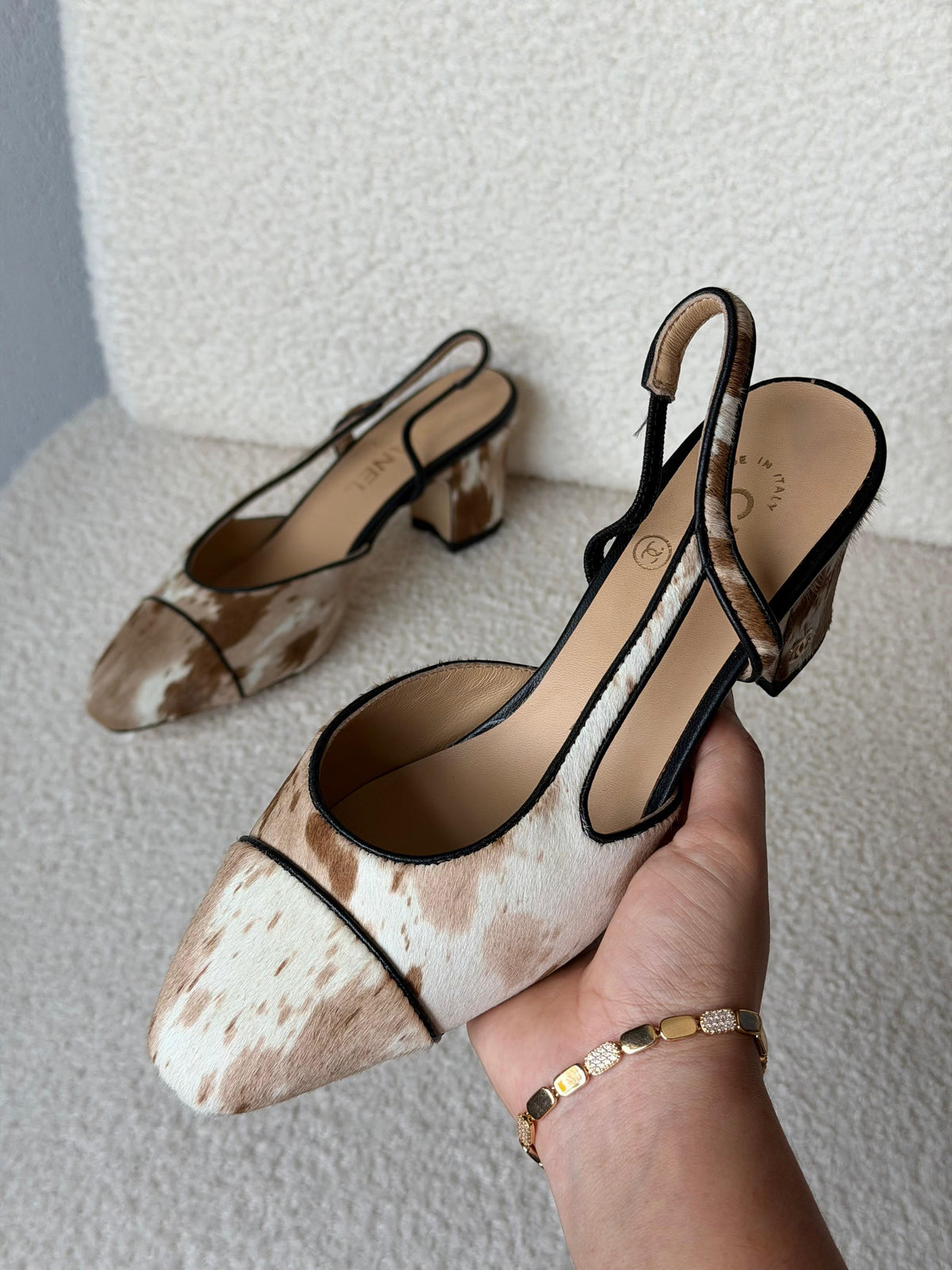 Chanel Metallic Tweed Slingback Pumps