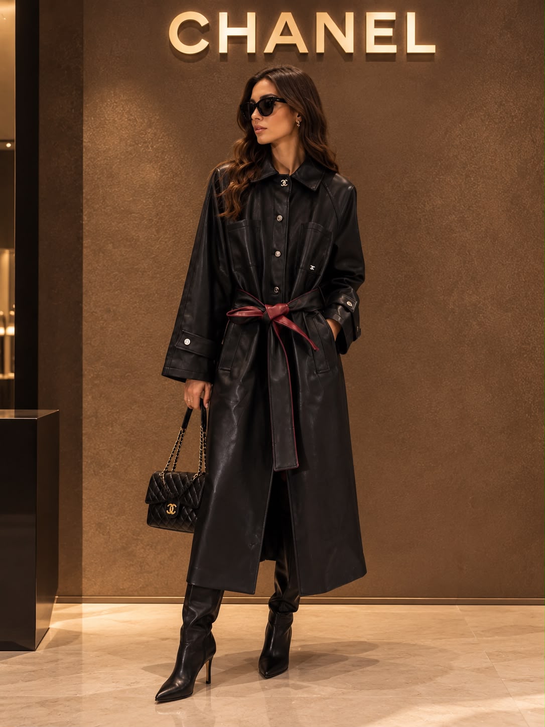 Chanel Long Leather Trench Coat