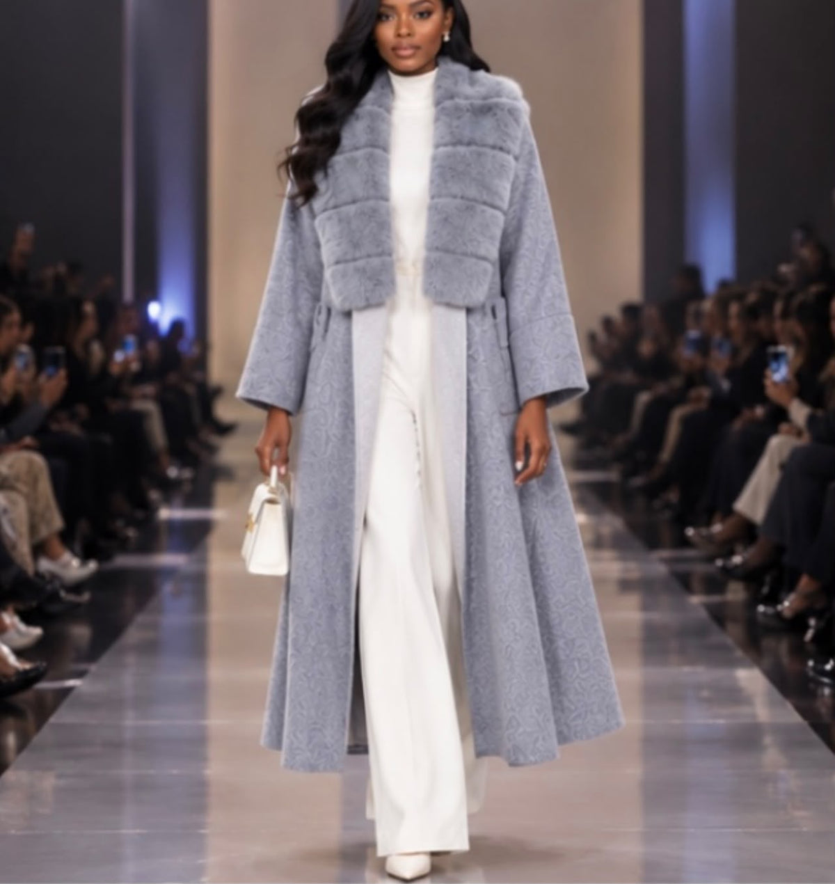 Loro Piana Long Cashmere Coat with Fur Collar