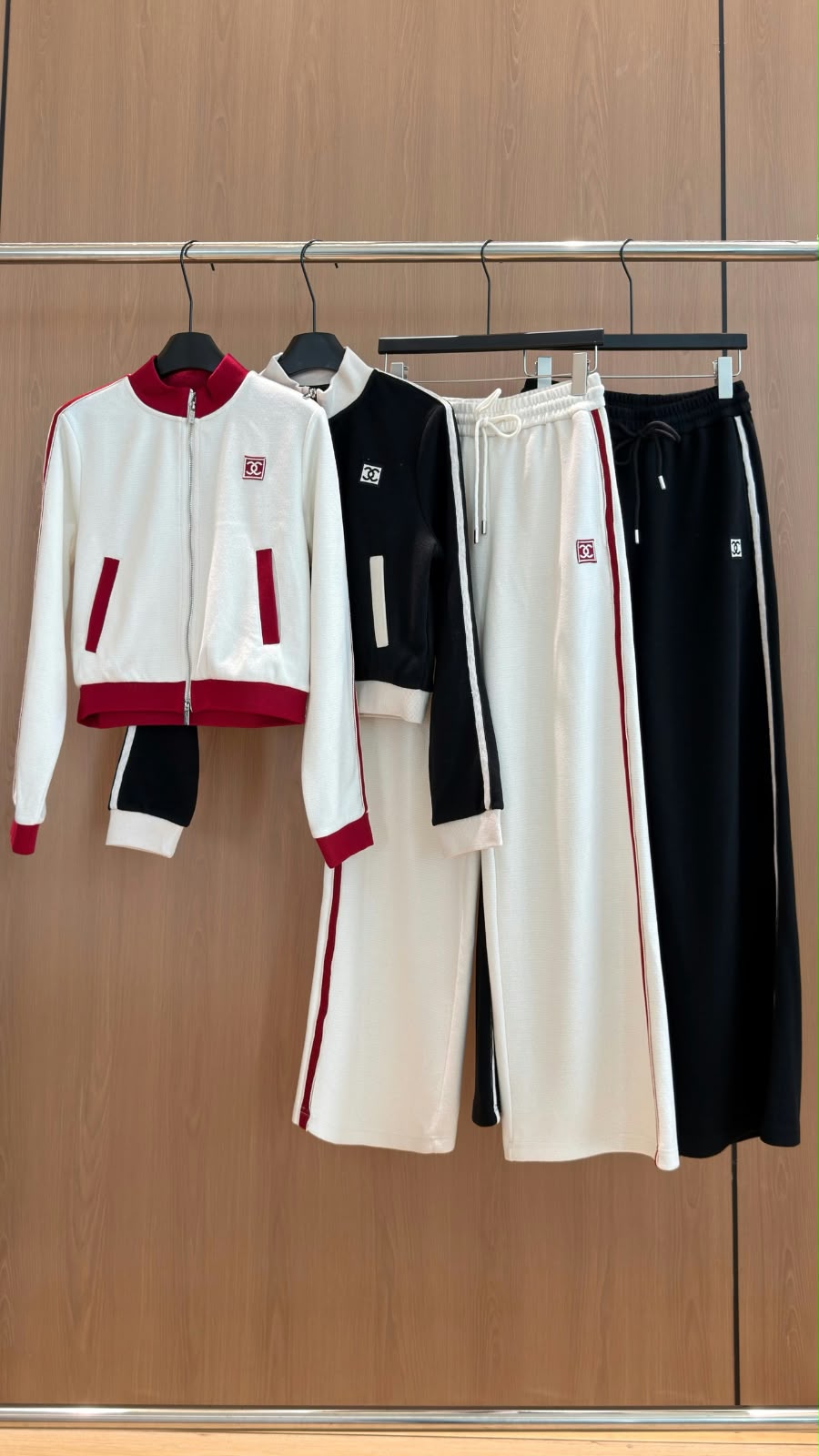 Chanel Contrast Trim CC Logo Zip-Up Tracksuit Set