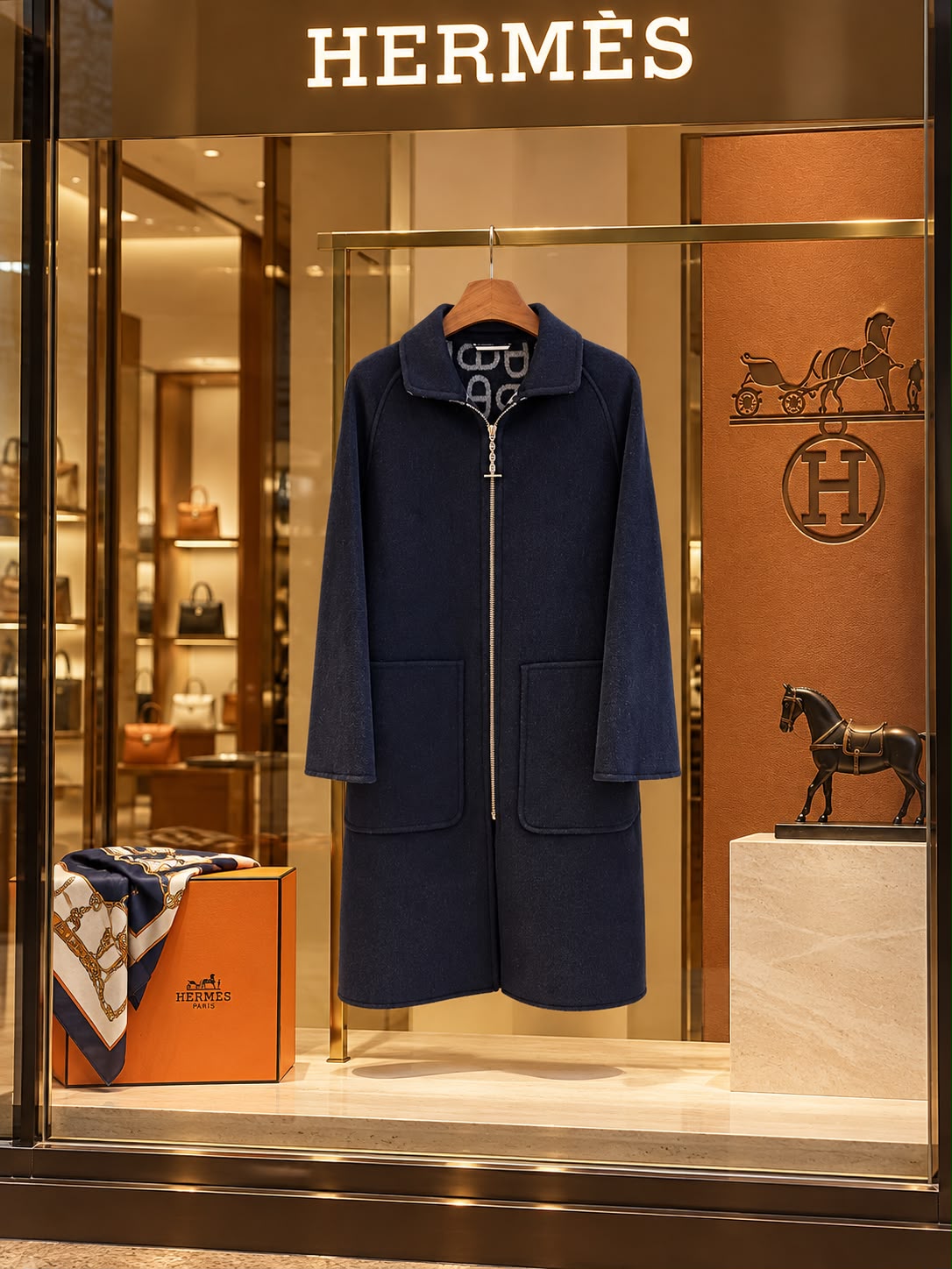 Hermès Reversible Cashmere Zip-Up Long