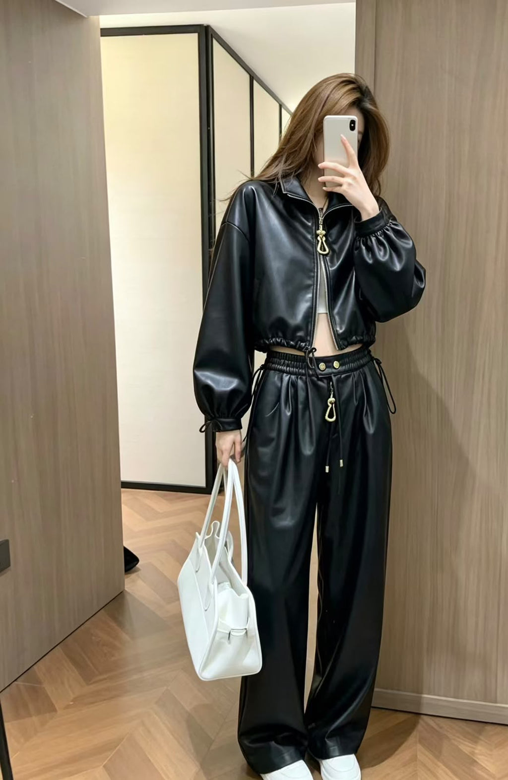 Schiaparelli Gold Hardware Zip Jacket and Wide-Leg Pants Tracksuit Set