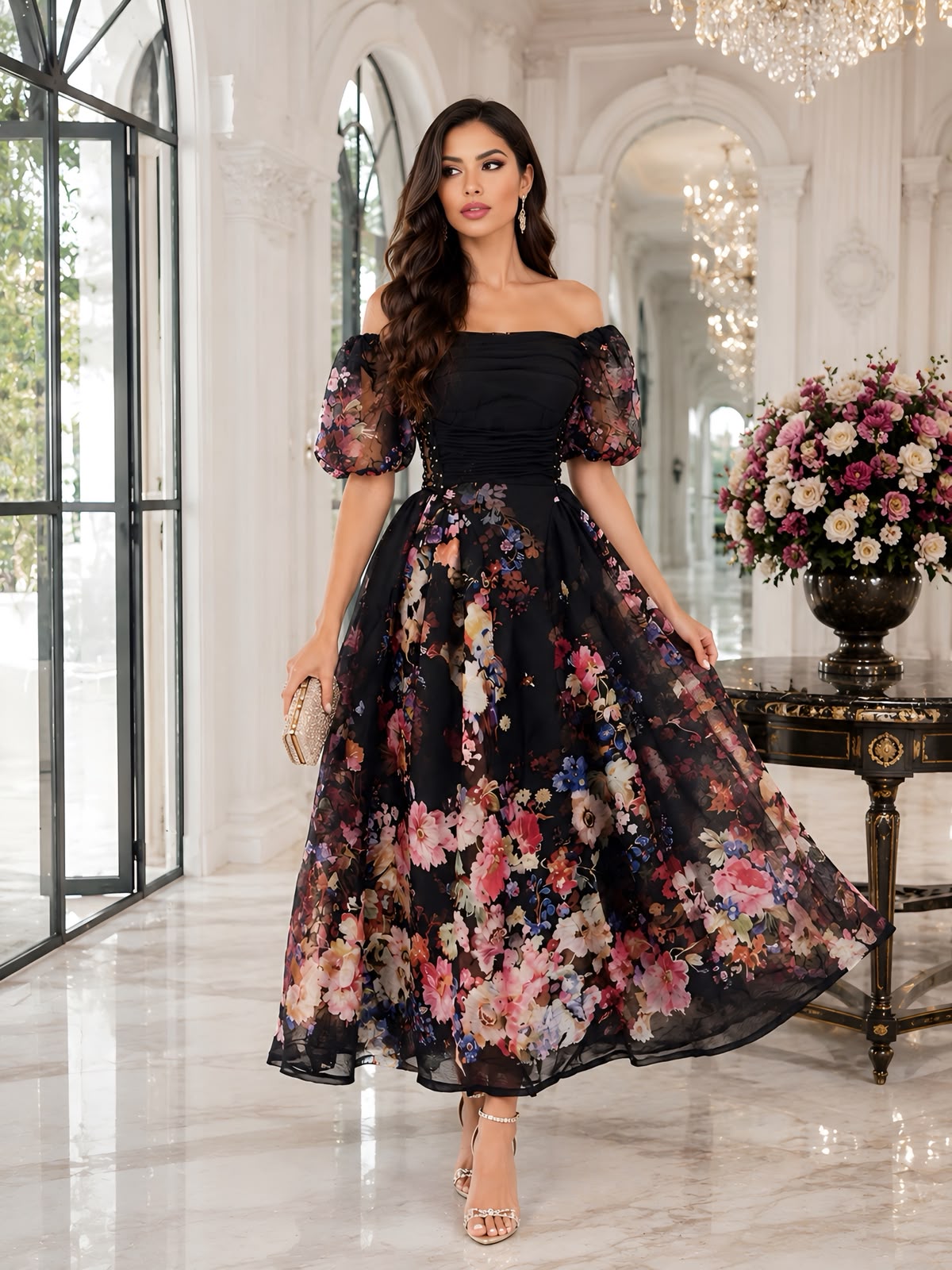 Zimmermann Off-the-Shoulder Floral Organza Midi Dress