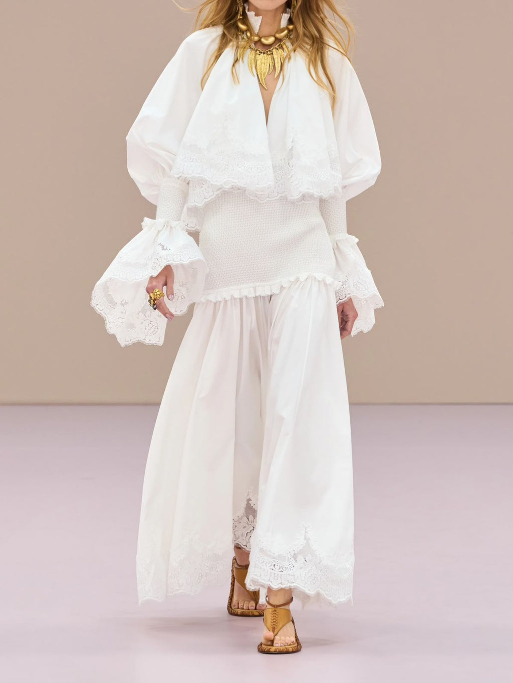 Zimmermann Valiant Lace Caped Midi/Maxi Dress