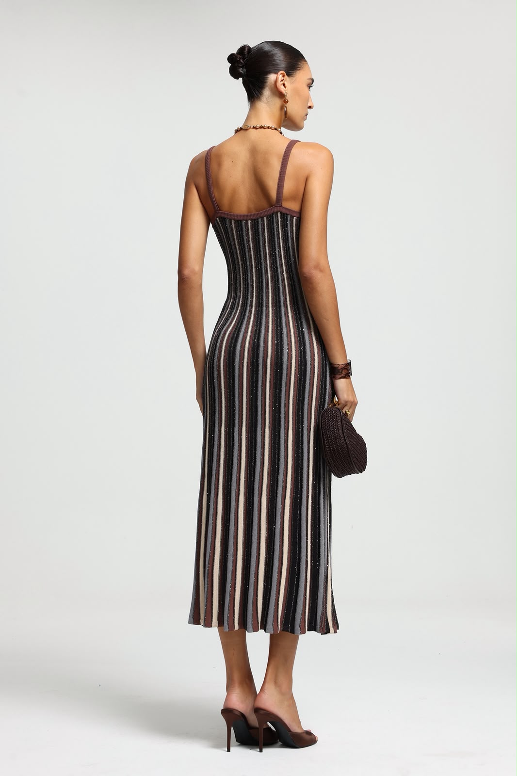 MISSONI Striped V-Neck Midi Dress