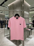 Prada Pink Cotton T-Shirt with Enameled Metal Triangle Logo
