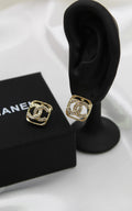 Chanel Gold CC Crystal Hoop Earrings