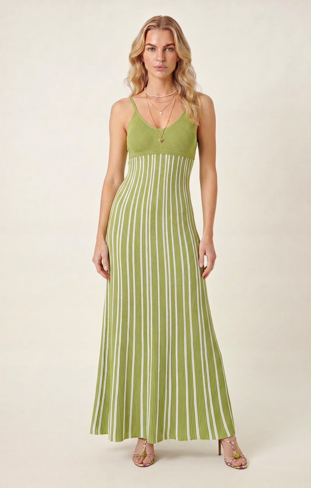 Sandro Striped Knit Maxi Dress