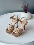 Saint Laurent Nude Patent Platform Sandals