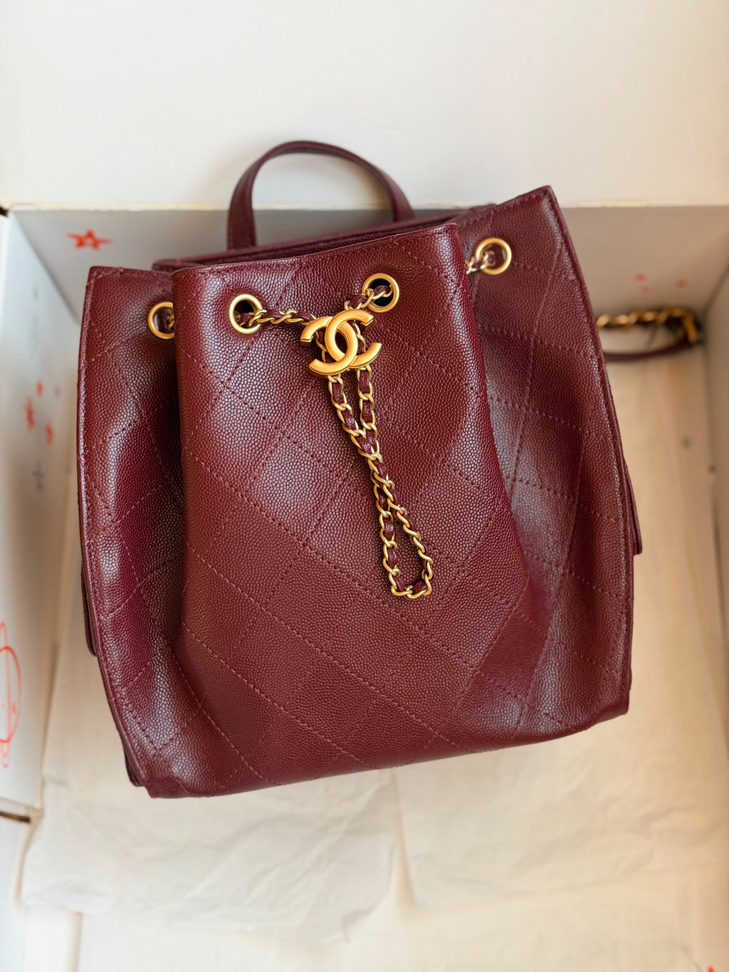Chanel Quilted Leather Drawstring Bucket Bag