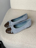 Louis Vuitton Suede Ballet Flats with Monogram Canvas Cap-Toe
