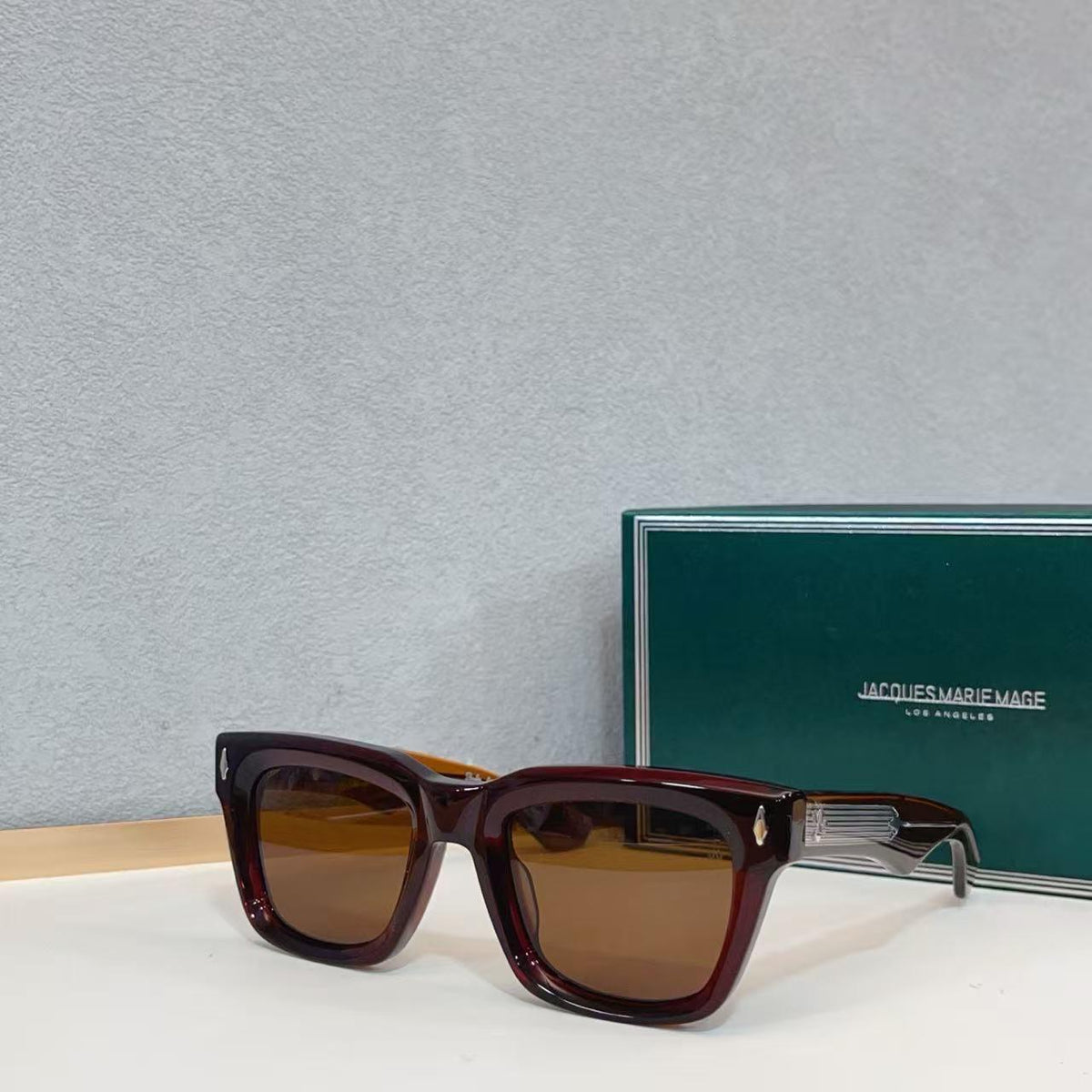 Jacques Marie Mage Bold Square Metal Accent Sunglasses