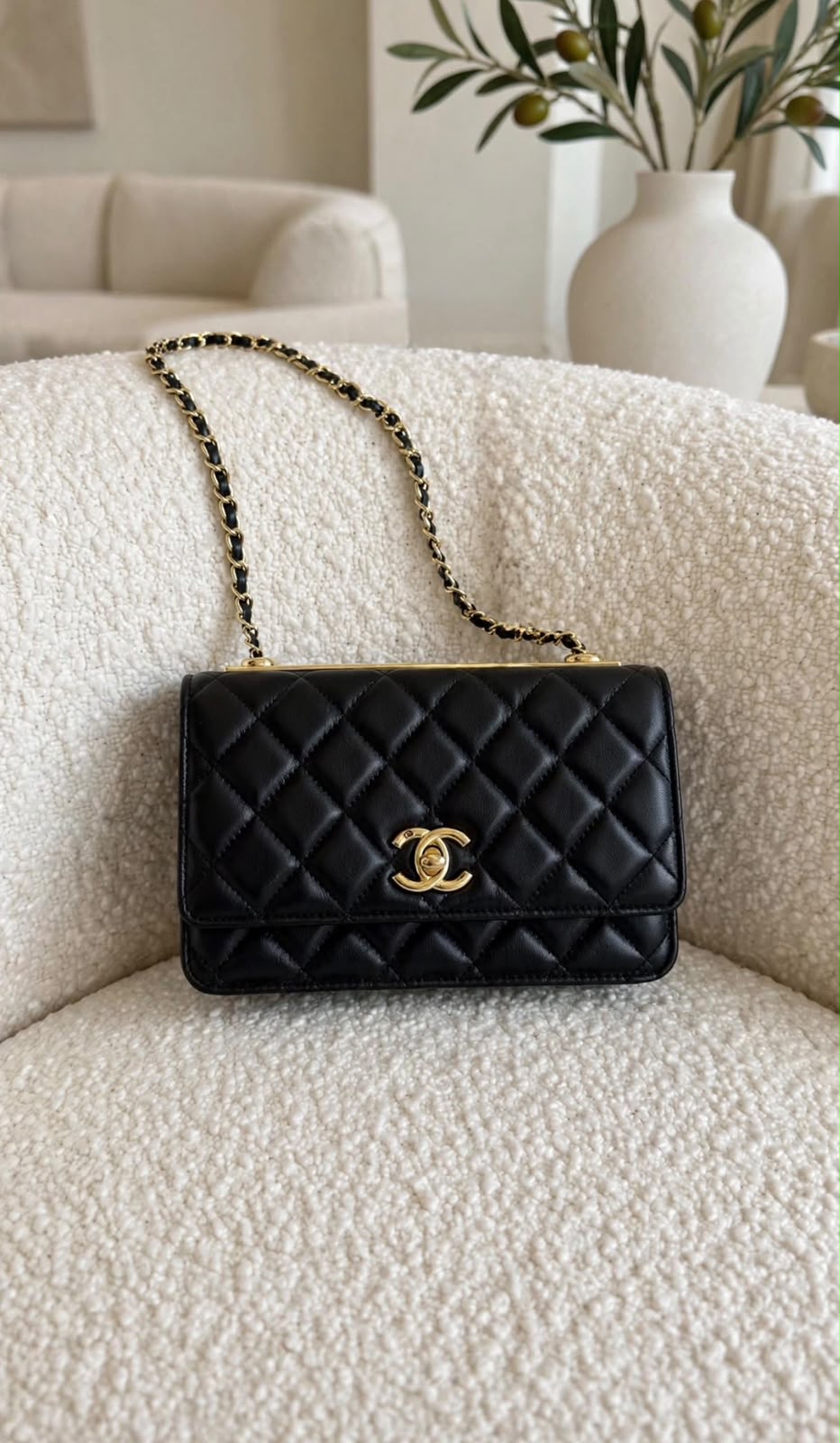 CHANEL Quilted Gold Bar Chain Flap Bag