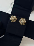 Chanel Gold Pearl Flower Stud Earrings