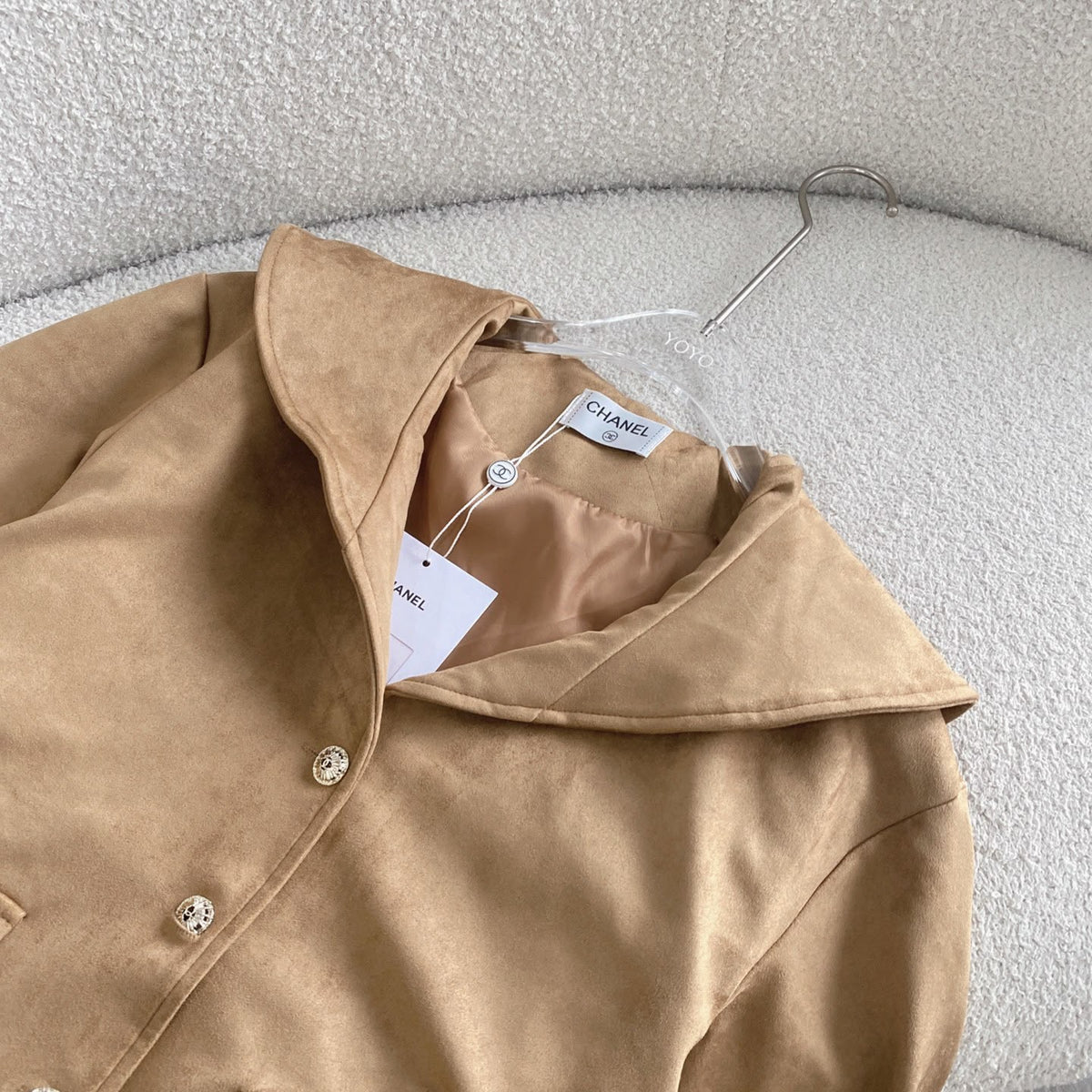 CHANEL  Suede Sailor Collar Blouson Jacket