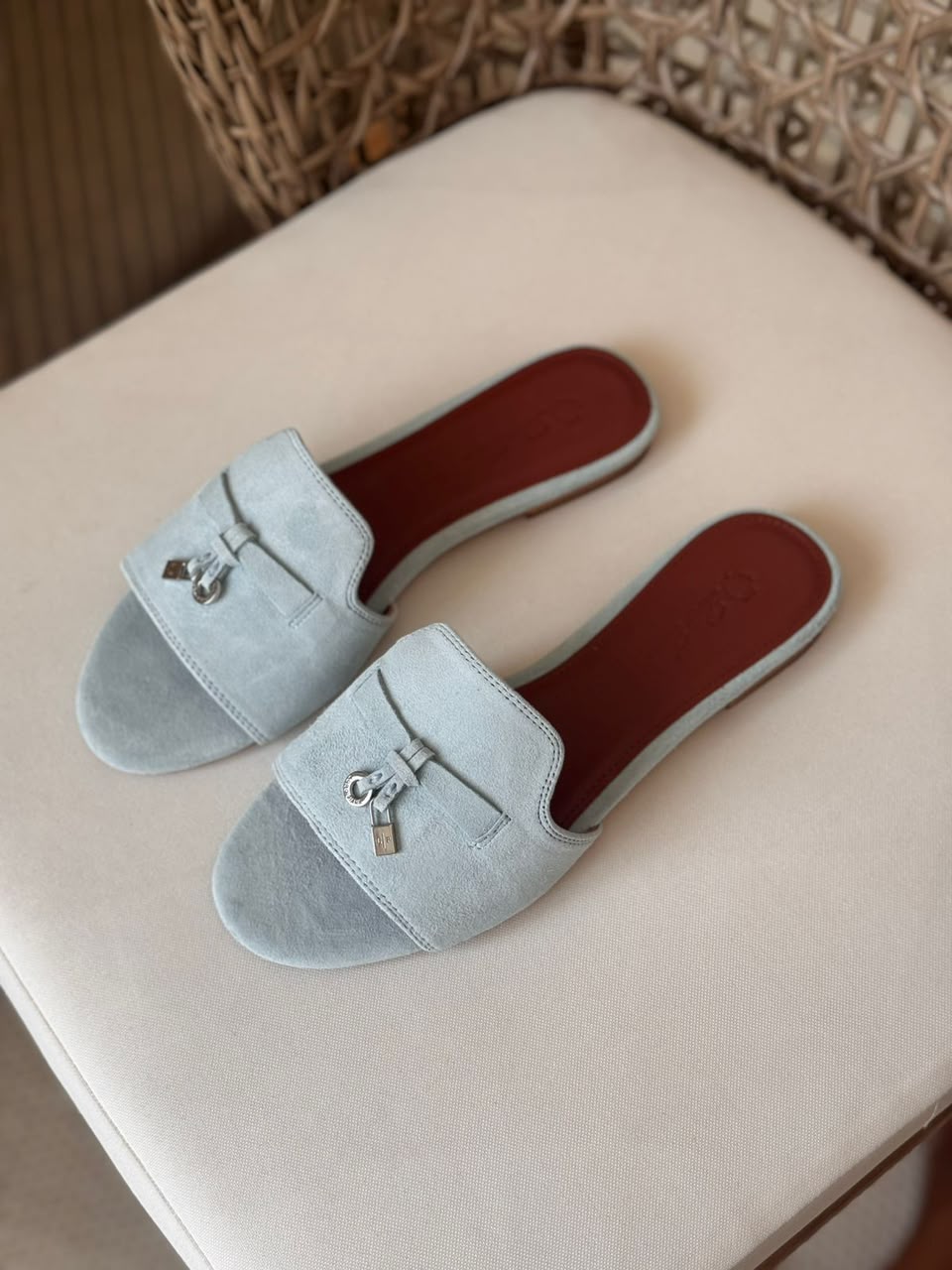 Loro Piana Summer Charms Suede Flat Mules