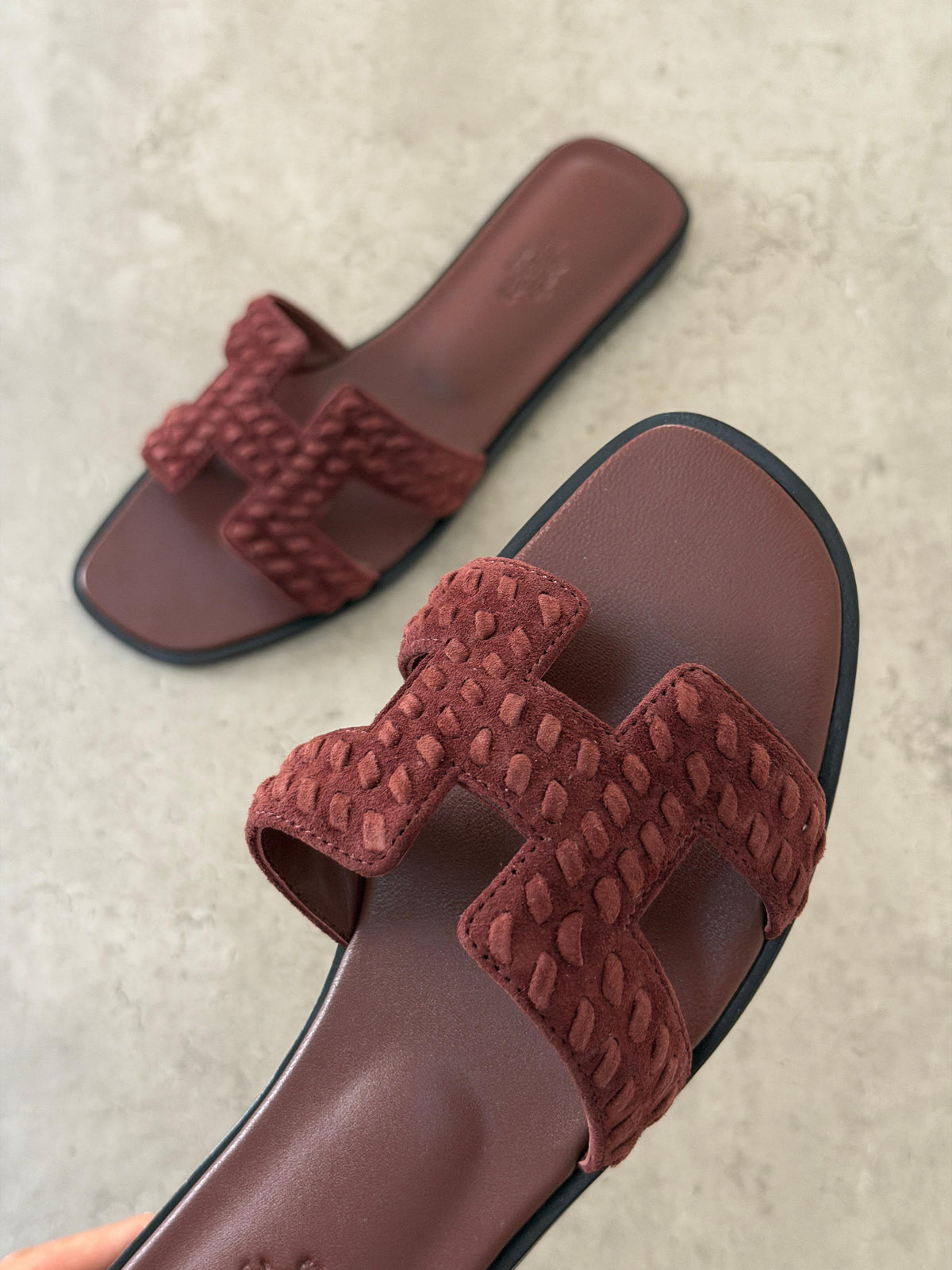 Hermès Oran Woven Leather Flat