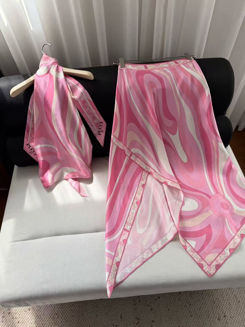 Emilio Pucci Printed Silk Twill Halter Top and Matching Maxi Skirt