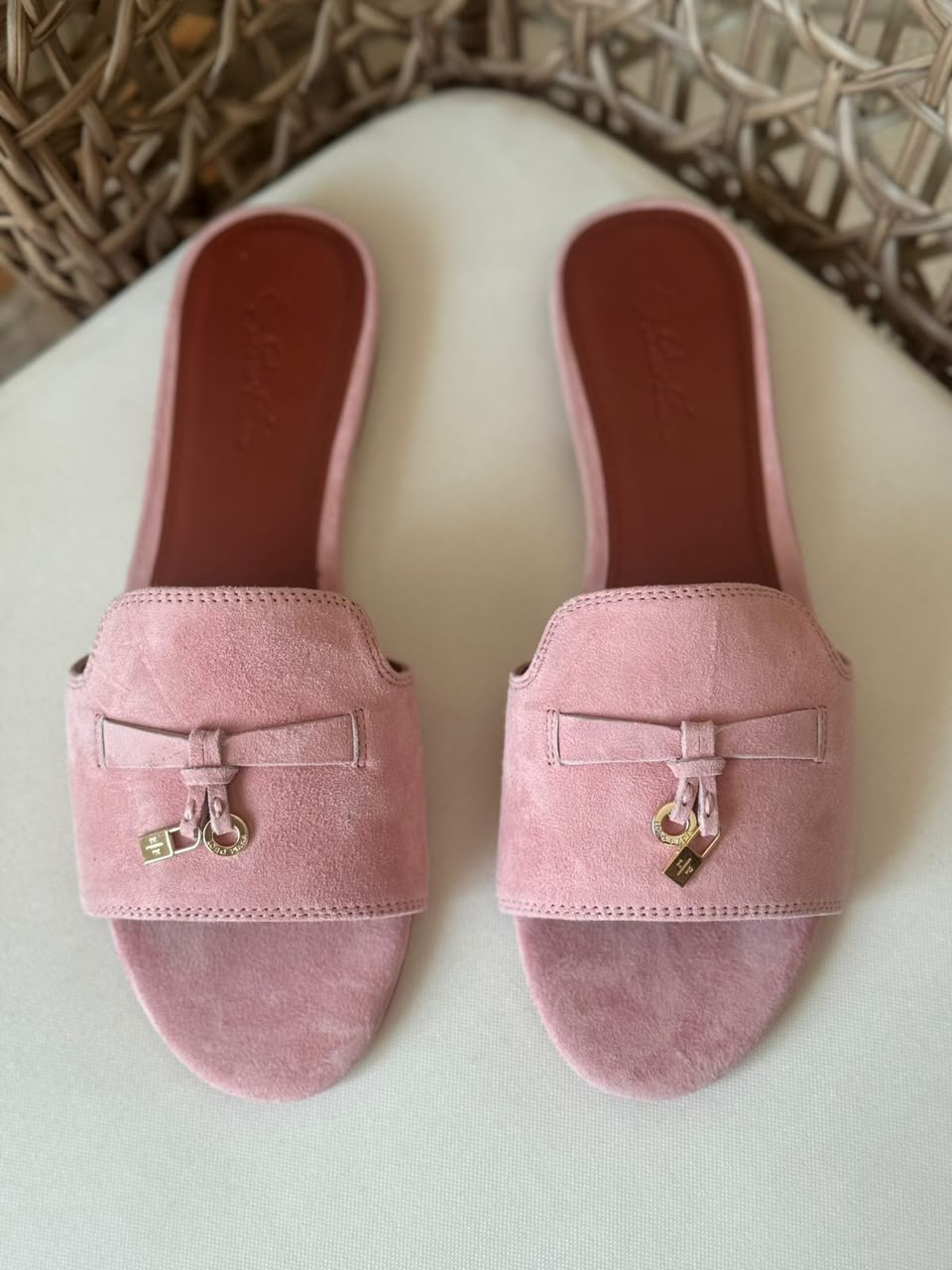 Loro Piana Summer Charms Suede Flat Mules