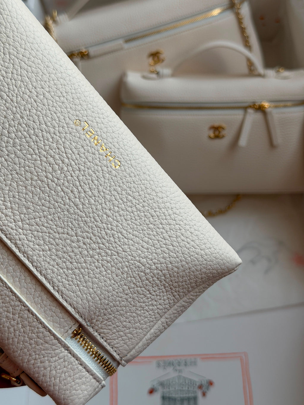 Chanel white Caviar Vanity