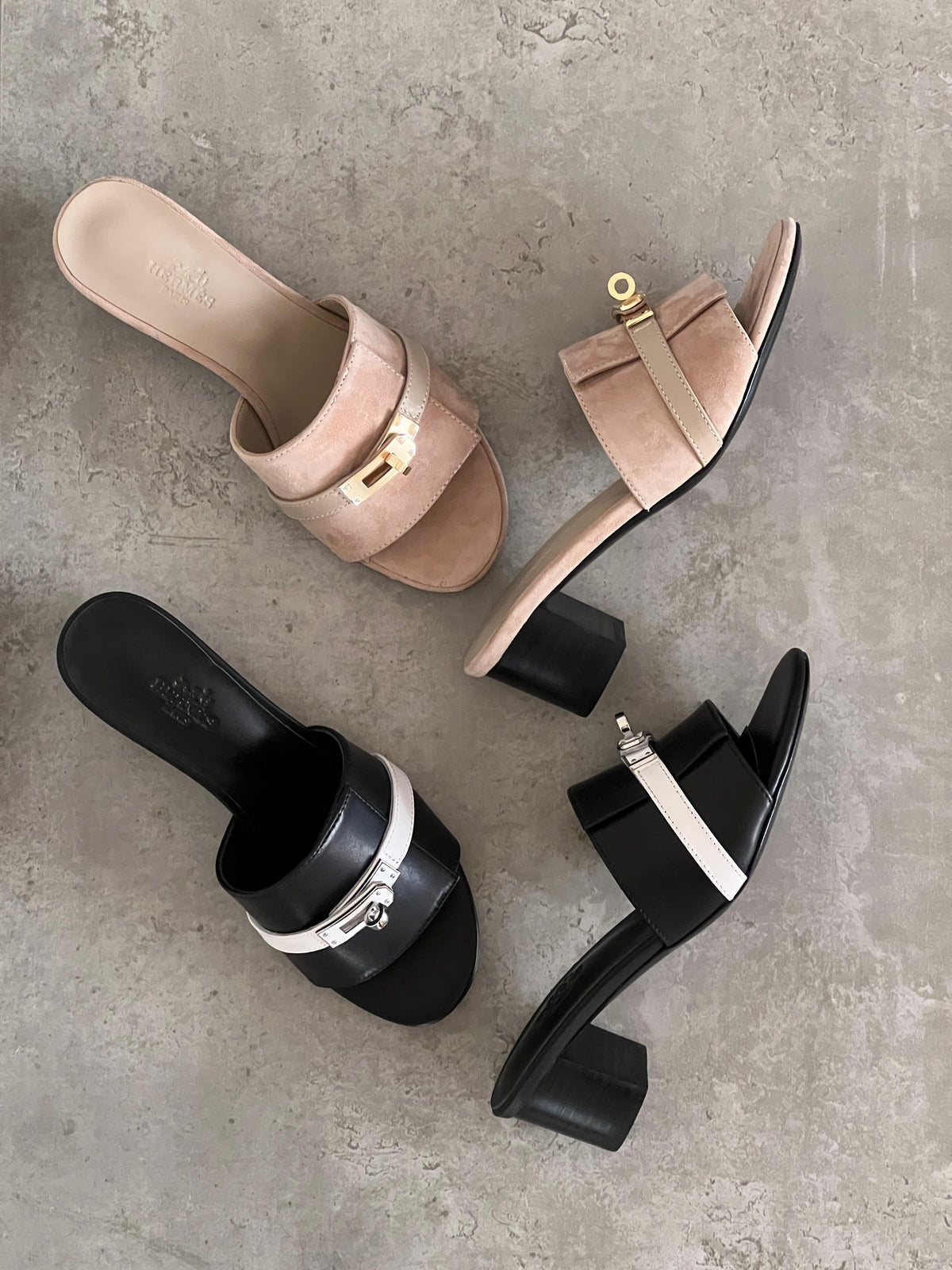 Hermès Kelly Buckle Heeled Slide Sandals