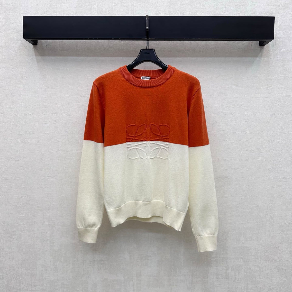 Loewe Colorblock Crewneck Knit Sweater with Anagram