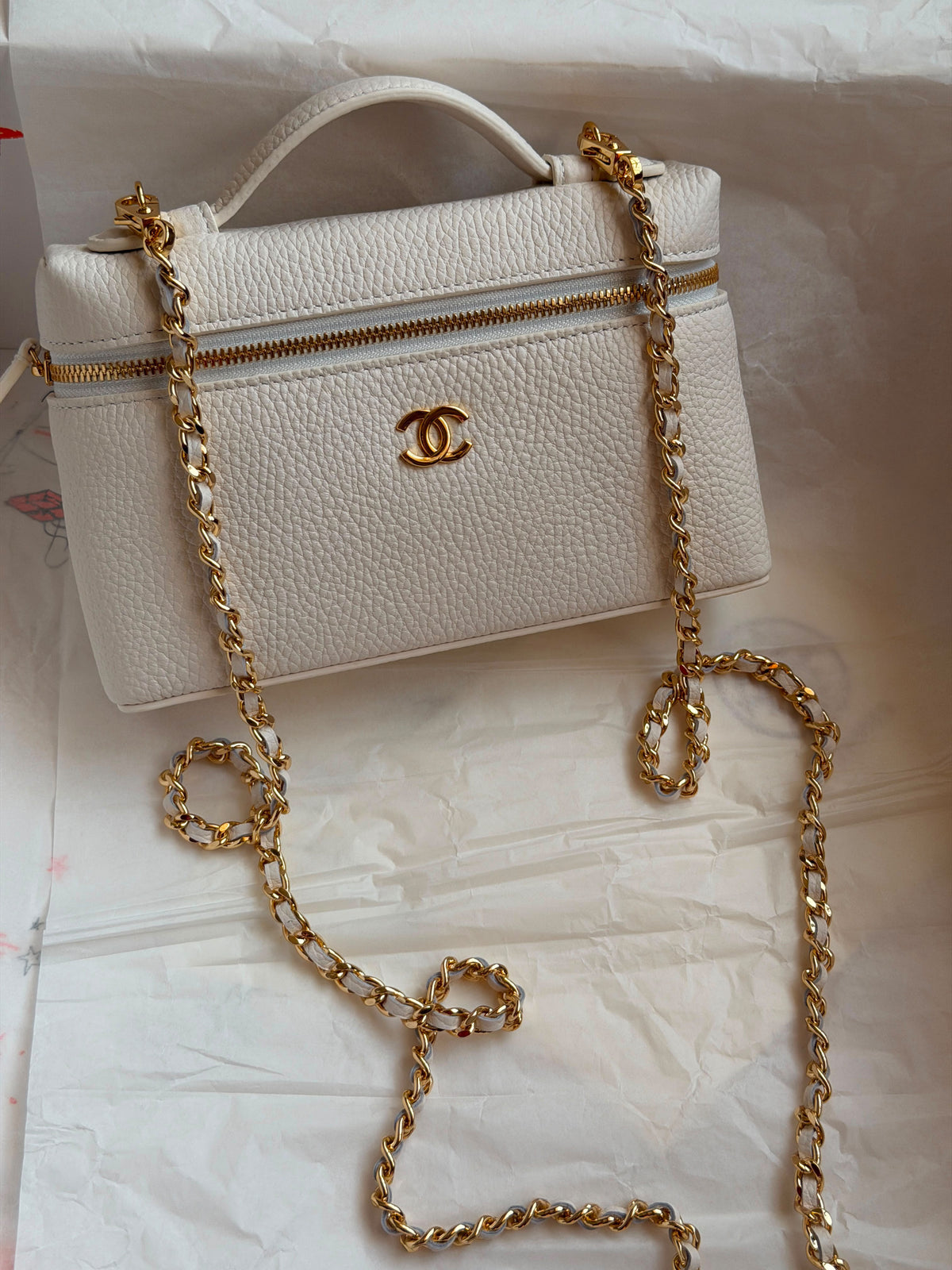 Chanel white Caviar Vanity