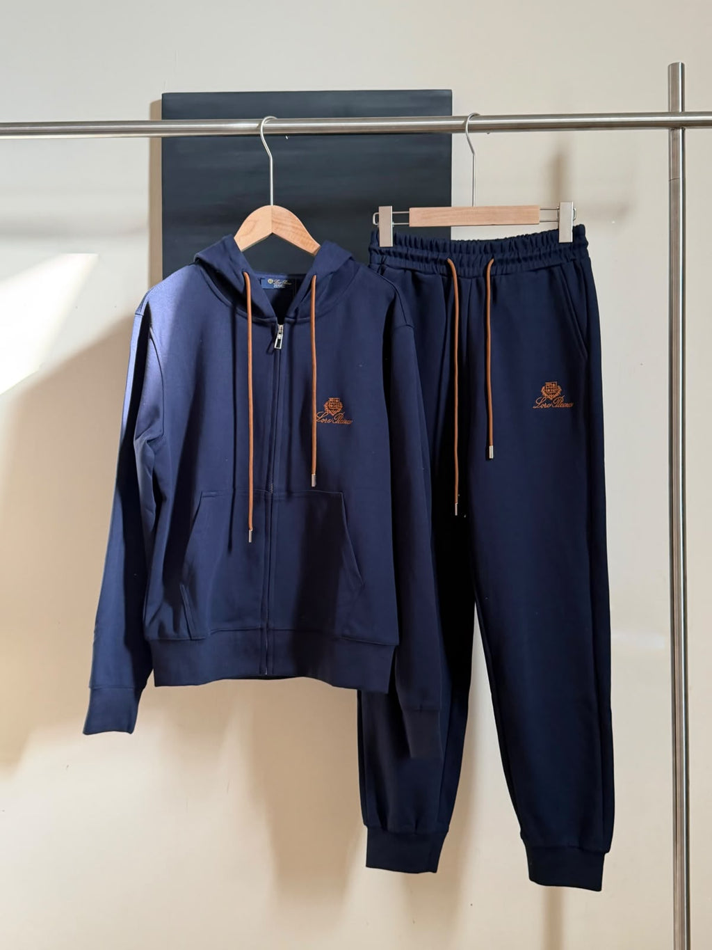 Loro Piana Embroidered Logo Zip-Up Hoodie and Jogger Pants Tracksuit Set