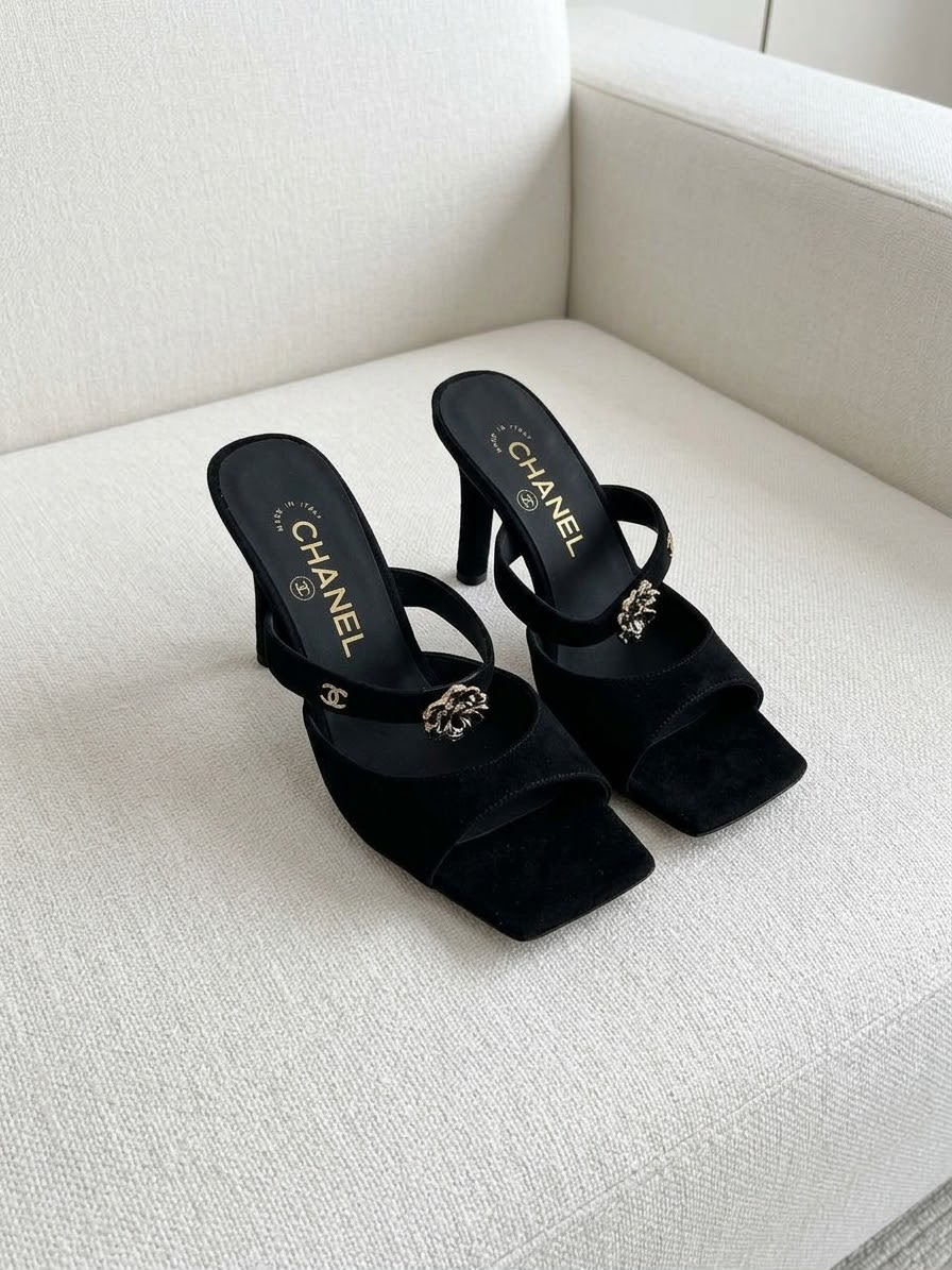 Chanel Suede Camellia & CC Jewel Strap