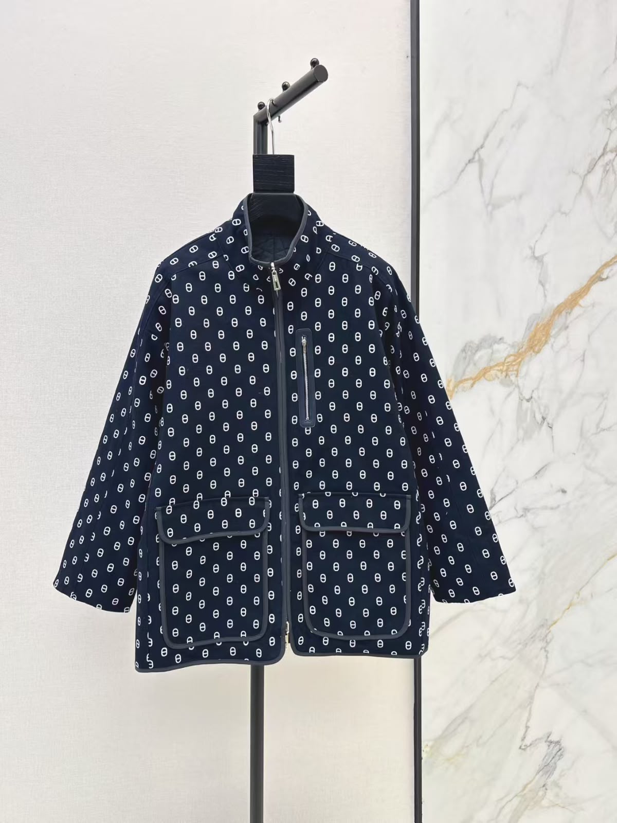 Hermès "Chaîne d'Ancre" Printed H Canvas Cropped Jacket