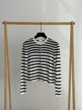 Dior Black and White Striped Openwork Knit Cardigan