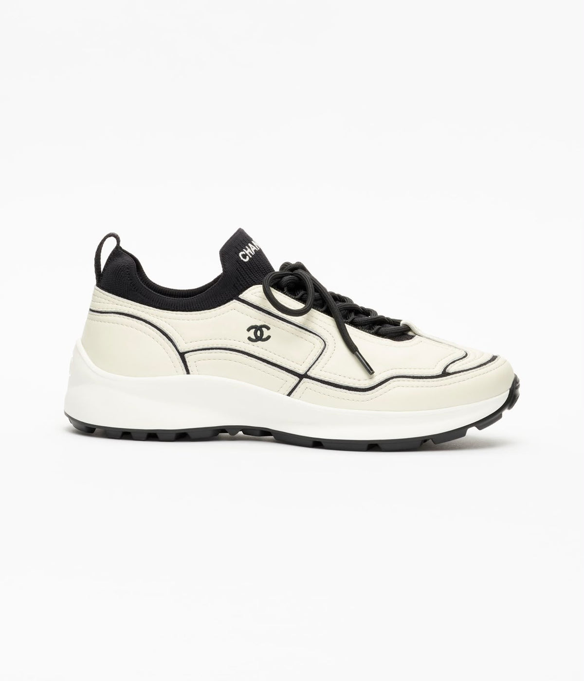 Chanel Knit and Calfskin Sneakers