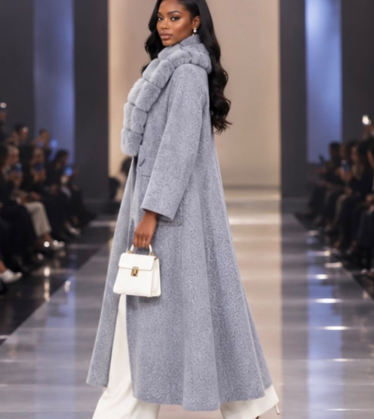 Loro Piana Long Cashmere Coat with Fur Collar