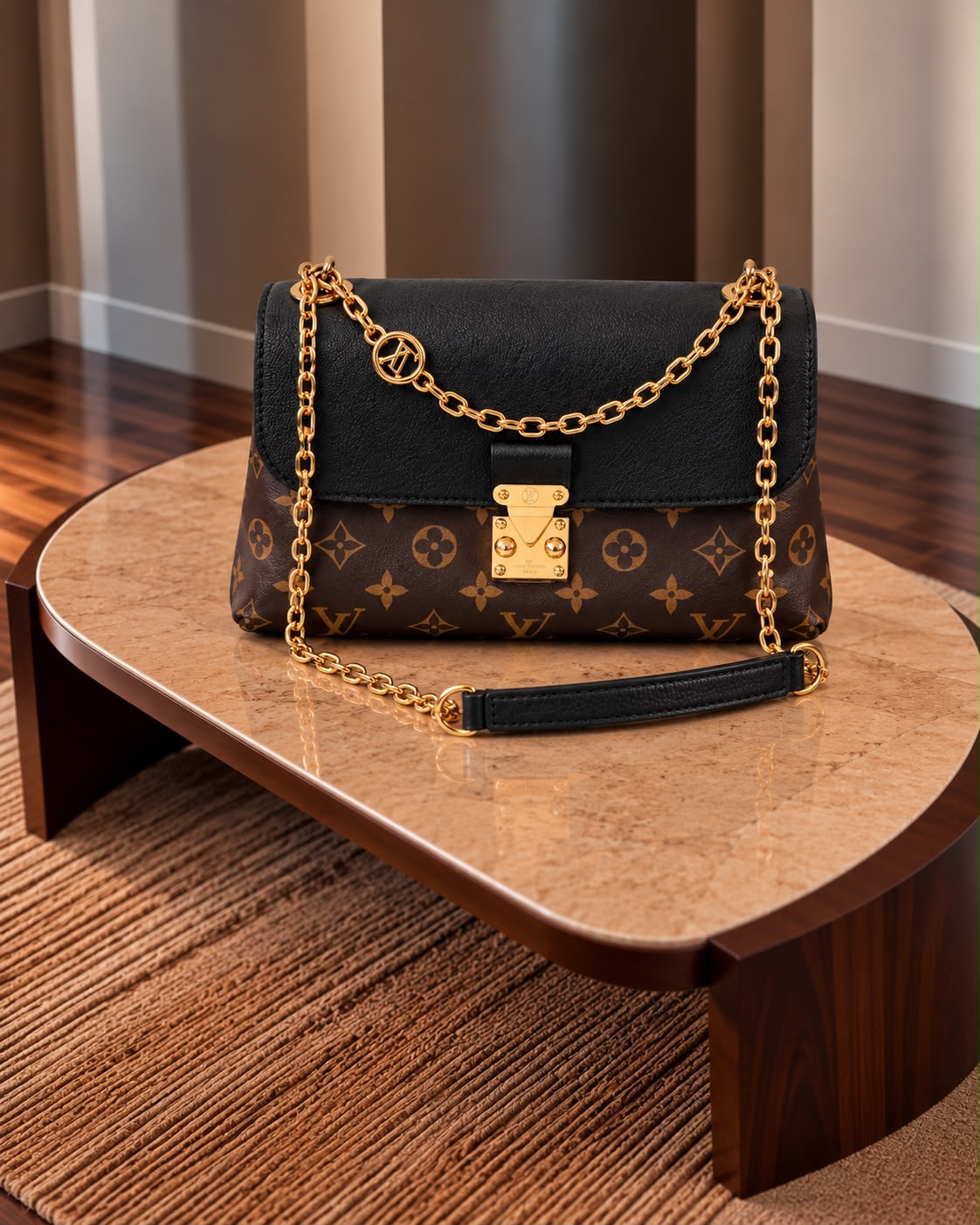 LV Monogram Contrast Flap Chain Bag