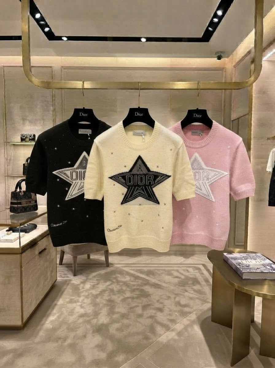 Dior Short-Sleeve Star Knit Sweater