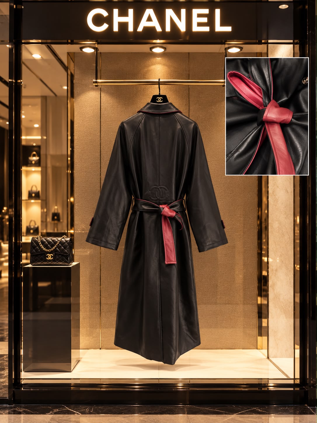 Chanel Long Leather Trench Coat