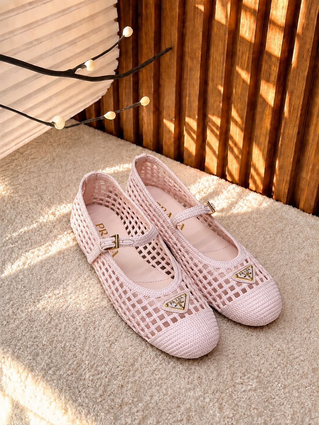 Prada Woven Mesh Mary Jane Flat