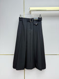 Loewe Pleated Midi Skirt with Belt and Pocket Detail